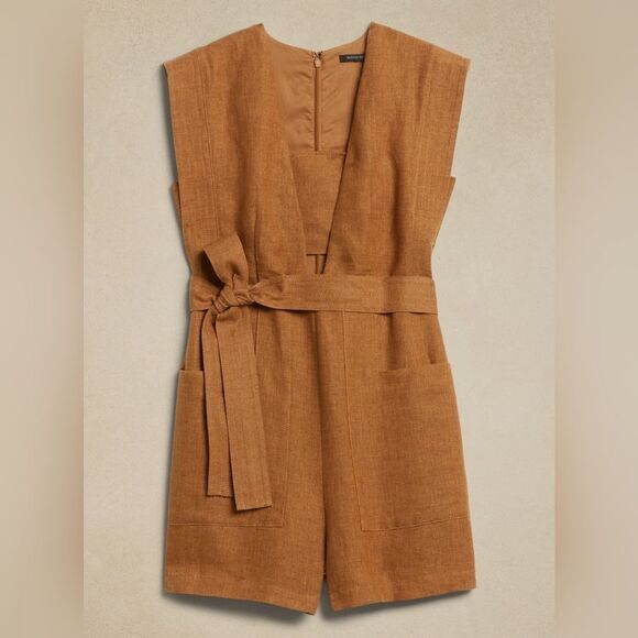 NWT 💯 %linen Banana Republic 2pcs Romper Set Size 6 - Picture 4 of 13
